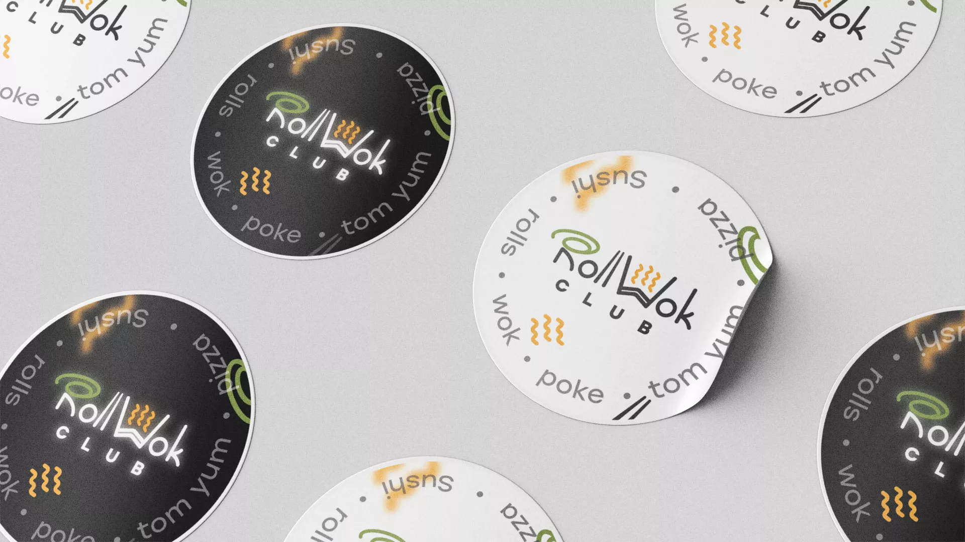 Разработка наклеек для суши-бара «Roll Wok Club» в Севске